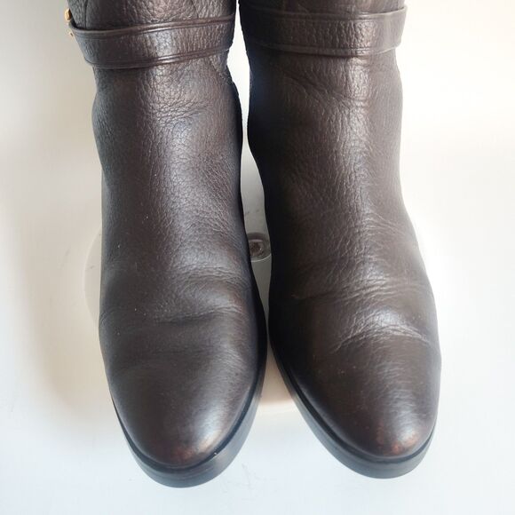 Coach Brown Leather Knee High Boots Rich Dark Chocolate Brown Real COACH Boots - Picture 5 of 16